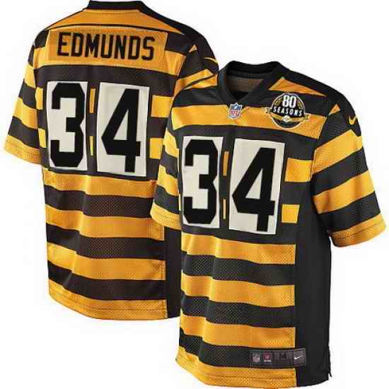 Nike Steelers #34 Terrell Edmunds Yellow Black Alternate Mens Stitched NFL 80TH Throwback Elite Jersey